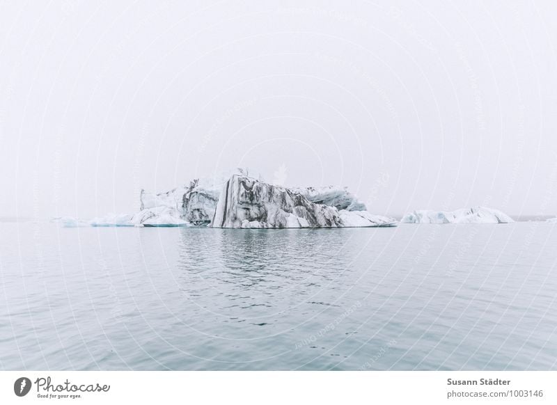 jökulsarlon Umwelt Natur Urelemente Himmel Klima Nebel Eis Frost Felsen Berge u. Gebirge Wellen Küste Seeufer kalt Eisberg Island Jökulsárlón Gletscher