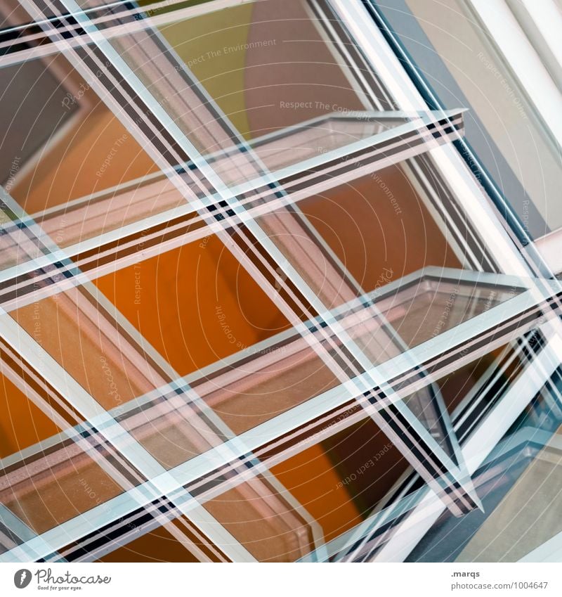 Gekippt Lifestyle elegant Stil Design Architektur Fenster Glas Kunststoff Linie ästhetisch eckig modern neu verrückt orange weiß Farbe Irritation Zukunft