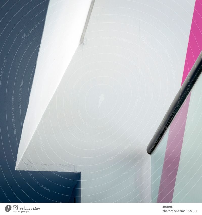 Handlauf Lifestyle elegant Stil Design Innenarchitektur Architektur Geländer Linie eckig modern grau rosa weiß Perspektive Grafik u. Illustration minimalistisch