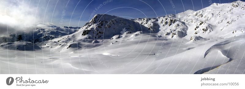 Bergpanorama Bergkette Panorama (Aussicht) Skier Gipfel kalt Österreich Bundesland Tirol Winter Europa Berge u. Gebirge Schnee Skipiste Alpen alps snow groß
