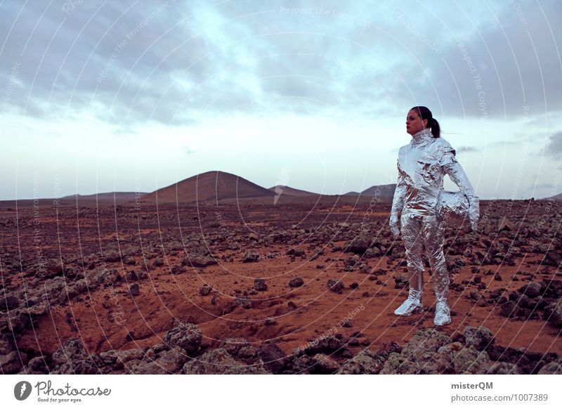 Hello VI Kunst Kunstwerk Theaterschauspiel Bühne Schauspieler Abenteuer ästhetisch Frau Pionier Emanzipation Futurismus Zukunft Astronaut Mars Marslandschaft