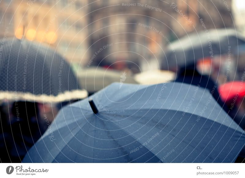 regen Mensch Menschengruppe Wassertropfen Herbst Winter Klima Wetter schlechtes Wetter Fußgänger Regenschirm gehen nass Stadt Fernweh Farbfoto Außenaufnahme Tag