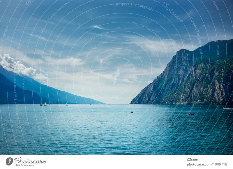 Lago di Garda Umwelt Natur Landschaft Wasser Erde Wolken Sommer Schönes Wetter Alpen Berge u. Gebirge See ästhetisch Ferne kalt natürlich blau ruhig Fernweh