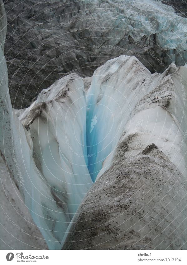 Franz-Josef-Blau Ferien & Urlaub & Reisen Tourismus Abenteuer Natur Klimawandel Eis Frost Berge u. Gebirge Neuseeland Gletscher dreckig kalt blau grau Farbfoto