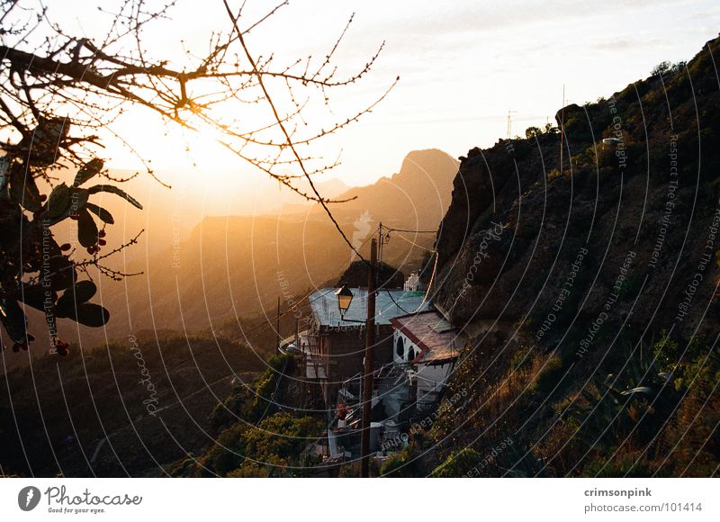 Artenara Sonnenuntergang braun rot Bergdorf Europa Spanien Gran Canaria ruhig Erholung Romantik Einsamkeit Ferien & Urlaub & Reisen Sommerabend resignieren