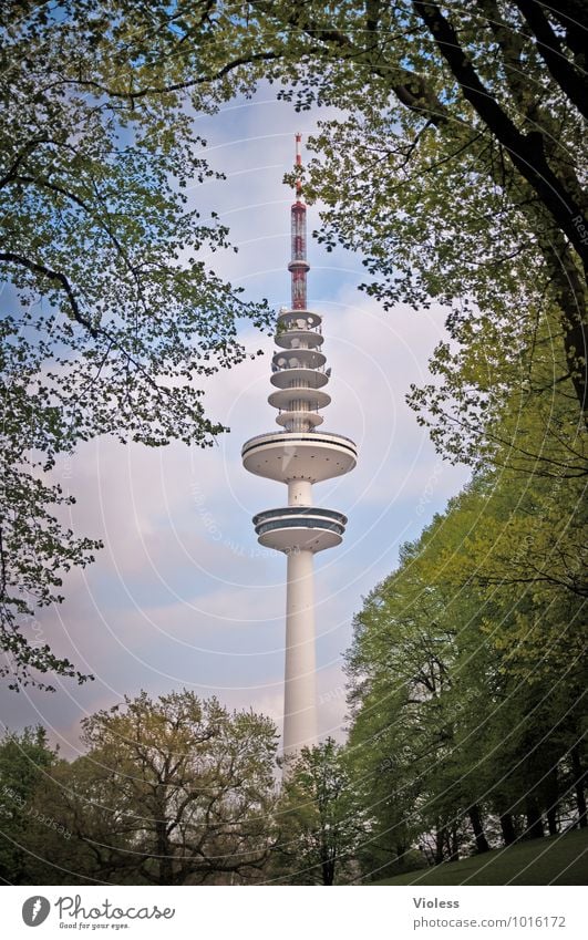 einen rahmen geben Hafenstadt Turm Bauwerk Gebäude Architektur Sehenswürdigkeit Wahrzeichen Denkmal Bekanntheit gigantisch grün Berliner Fernsehturm Hamburg