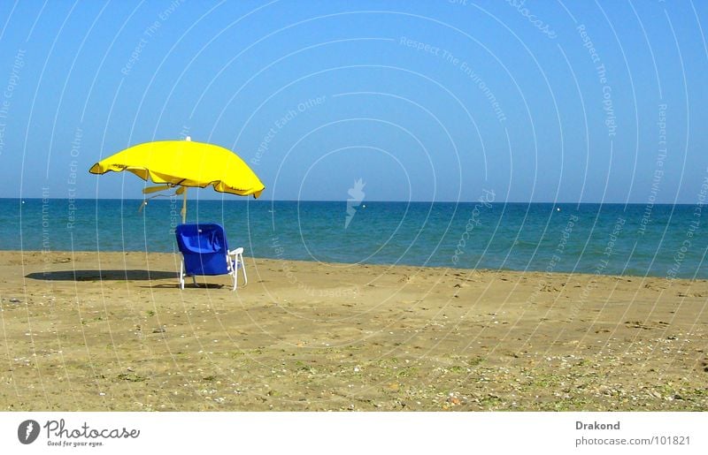 paradise in the earth Strand Rest gelb Himmel ruhig Meer heiter Horizont Ferien & Urlaub & Reisen Sommer Sand the Sun water sea tranquility serenity chair blue