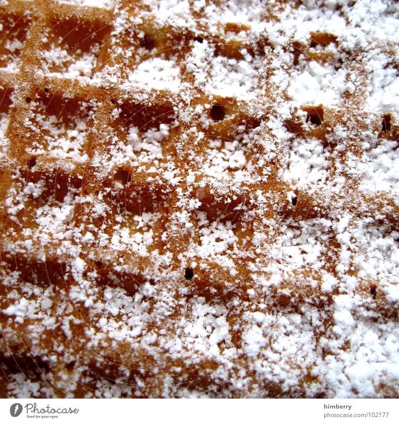 waffle time Waffel süß Zucker Dessert Ernährung Teigwaren Süßwaren gebacken Ecke himbeertoni Puderzucker Nahaufnahme Menschenleer