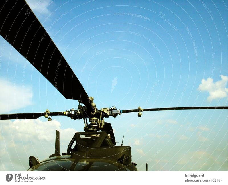 Rotationsprinzip Quer Hubschrauber graphisch rotieren beweglich Krieg aufklären Wolken zyan Flugzeug Luftverkehr Elektrisches Gerät Technik & Technologie