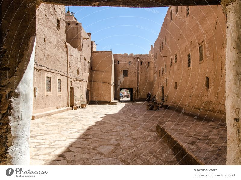 Kasbah Wolkenloser Himmel Marokko Afrika Dorf Mauer Wand Ferien & Urlaub & Reisen Antiatlas Lehm Moschee Durchgang Farbfoto Außenaufnahme Tag