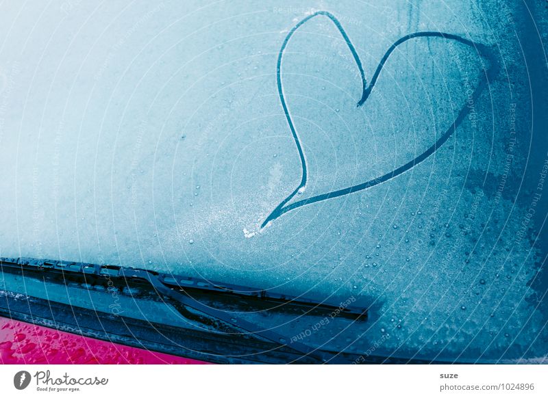Das kalte Herz Lifestyle Winter Valentinstag Eis Frost Fahrzeug PKW Zeichen Liebe Coolness einfach schön blau Gefühle Stimmung Verliebtheit Romantik