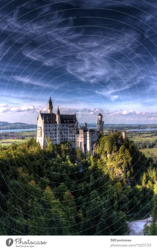 Schloss Neuschwanstein Ferien & Urlaub & Reisen Tourismus Ausflug Städtereise Sommerurlaub Berge u. Gebirge Natur Landschaft Wolken Sonnenaufgang