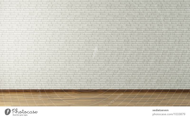 3D-Rendering weiße Ziegelwand Design Gebäude Architektur Stein Beton alt dreckig braun grau Weißer Raum Parkett Konsistenz Holz Hintergrund Klotz Wand