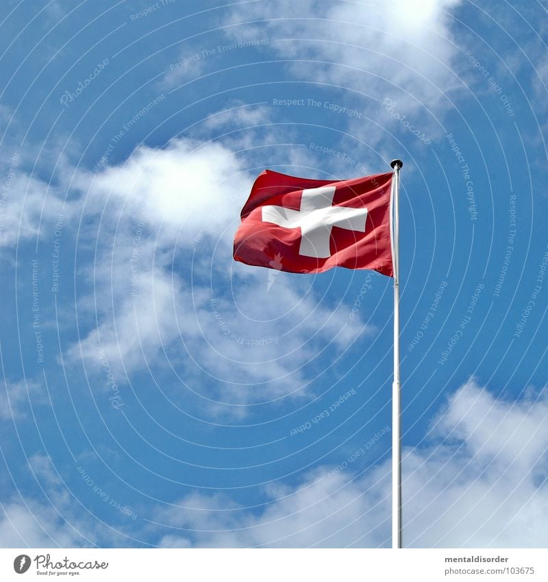 ch Schweiz rot weiß neutral Fahne Stab Schweizerflagge Nationalflagge Gipfel Gipfelkreuz Heimat Oberland Genf Basel Winterthur Luzern wandern