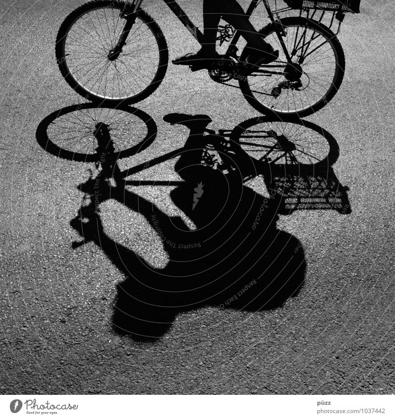 Schattenmann Fahrrad Mensch Körper 1 Verkehr Verkehrsmittel Fahrradfahren Straße Bewegung Rad Asphalt Sommer Formentera heiß Speichen Beine Kette Fahrradtour