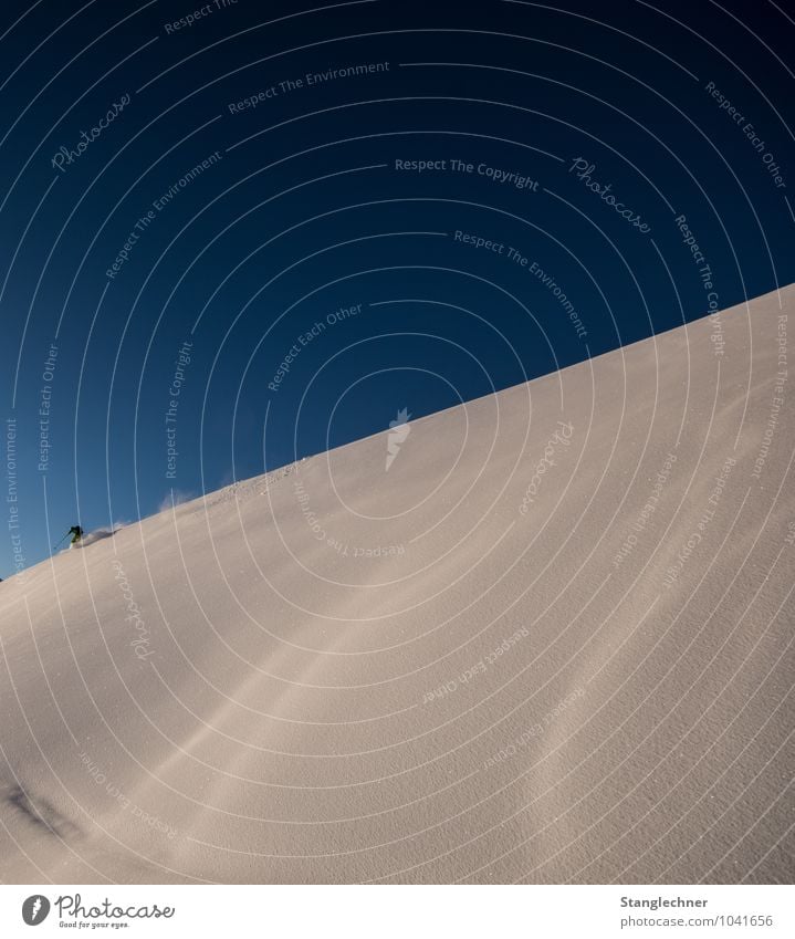 Lonely ride Freizeit & Hobby Sport Sportler Skier Umwelt Natur Himmel Wolkenloser Himmel Schönes Wetter Hügel Alpen Berge u. Gebirge sportlich blau weiß Gefühle