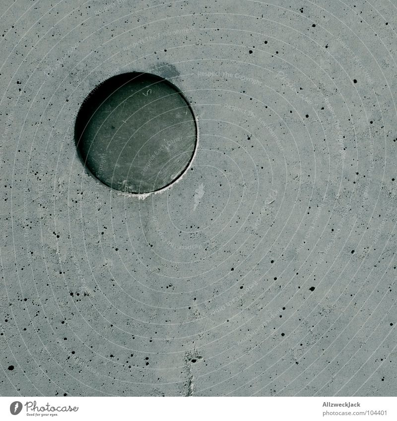 Das Runde und das Eckige Beton rund eckig grau kalt porös porig Zement Wand Quadrat links minimalistisch einfach schön beruhigend Geometrie perfekt