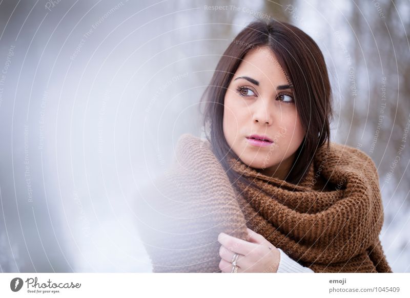 letzten Winter feminin Junge Frau Jugendliche Gesicht 1 Mensch 18-30 Jahre Erwachsene schön einzigartig kalt Farbfoto Außenaufnahme Textfreiraum links Tag