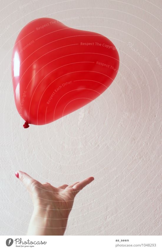 Sein Herz verschenken Party Feste & Feiern Valentinstag Muttertag Hochzeit Geburtstag Frau Erwachsene Hand 1 Mensch Luftballon Zeichen fliegen leuchten werfen