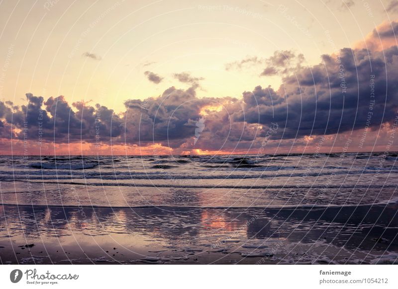 Gemälde Umwelt Natur Landschaft Urelemente Wasser Himmel Wolken Nachthimmel Horizont Sonnenaufgang Sonnenuntergang Sonnenlicht Sommer Wellen Küste Strand Ostsee
