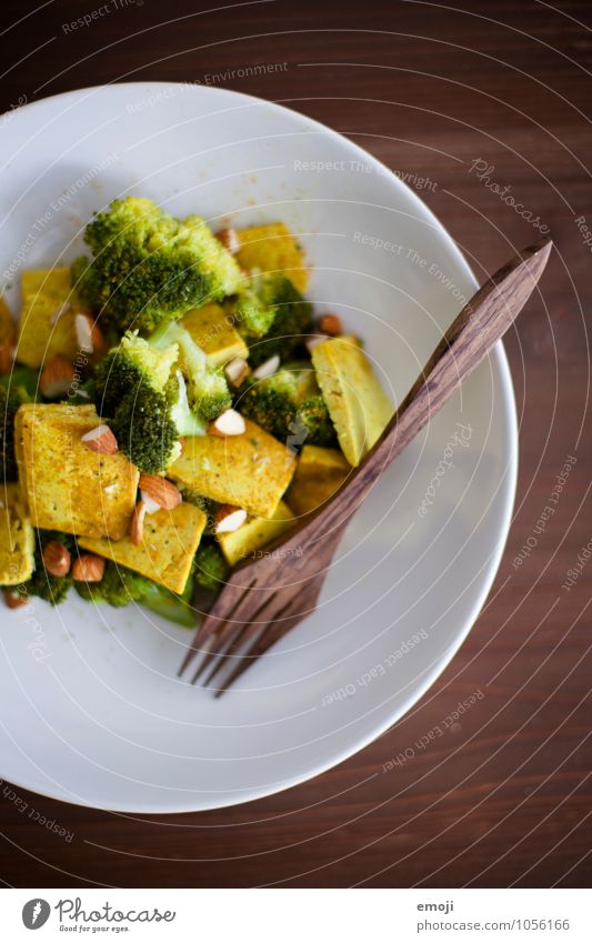Curry Gemüse Ernährung Mittagessen Vegetarische Ernährung Vegane Ernährung Tofu Brokkoli Gabel frisch Gesundheit lecker Farbfoto Innenaufnahme Menschenleer Tag