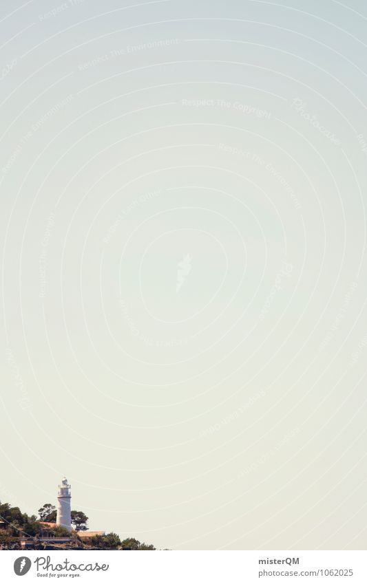 Eckleuchte. Kunst ästhetisch Leuchtturm Leuchtturmwärter Himmel (Jenseits) himmelblau Urlaubsfoto Mallorca Farbfoto Gedeckte Farben Außenaufnahme Experiment