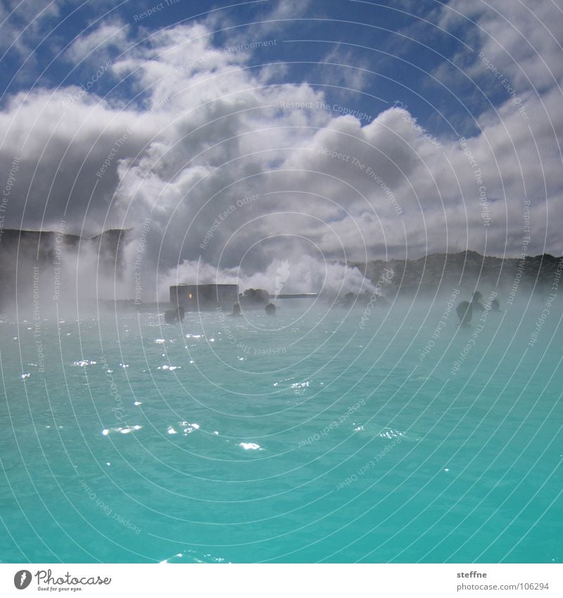 Dampfbad II Blaue Lagune Island See Erholung heiß Physik Nebel Wolken weiß türkis Schwimmen & Baden Ferien & Urlaub & Reisen Geysir ruhig Schweiß Gesundheit