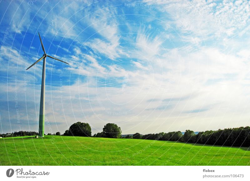 Windkraft Deluxe II Windkraftanlage Propeller regenerativ ökologisch umweltfreundlich Technik & Technologie Umweltverschmutzung Rauch azurblau