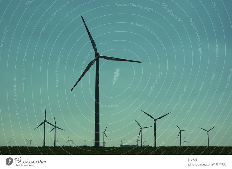Generators V Windkraftanlage Strömung Propeller Erneuerbare Energie Klimawandel umweltfreundlich Umweltschutz drehen Feld Elektrizität Luft Energiewirtschaft