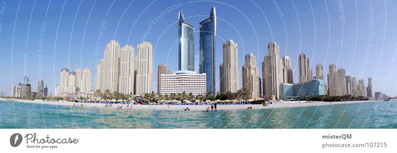 Haste ma nen Dirham? I Dubai Vereinigte Arabische Emirate Ferien & Urlaub & Reisen Erholung genießen Meer Wellen grün Panorama (Aussicht) groß Wolken Hochhaus