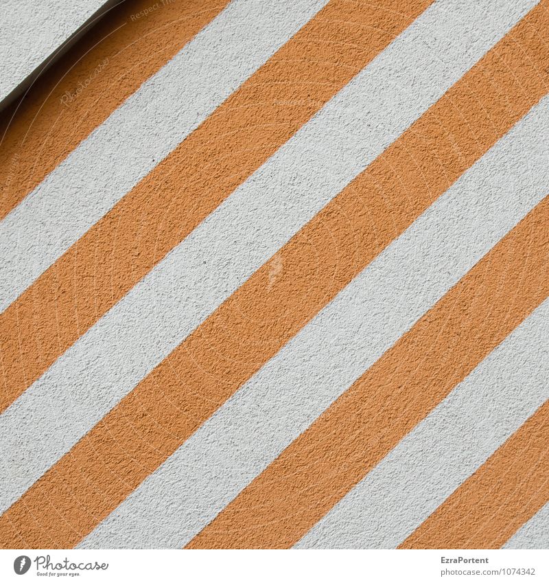 / Haus Mauer Wand Fassade Linie Streifen ästhetisch trendy orange weiß Putz Ecke Schatten Design Stil Strukturen & Formen Grafik u. Illustration
