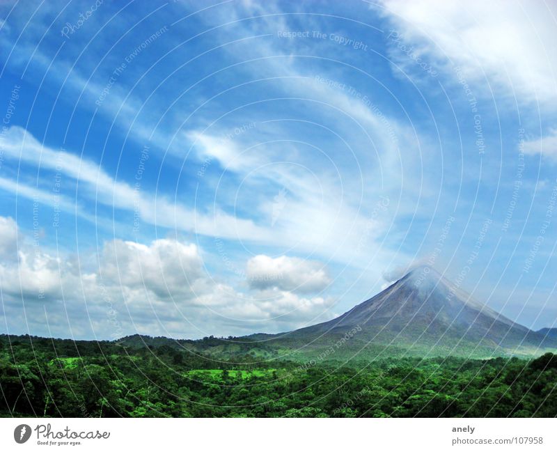 Kaffeewerbung an Vulkan Costa Rica Ausbruch Aussicht Urwald Mittelamerika Berge u. Gebirge Himmel Natur Farbe Rauch