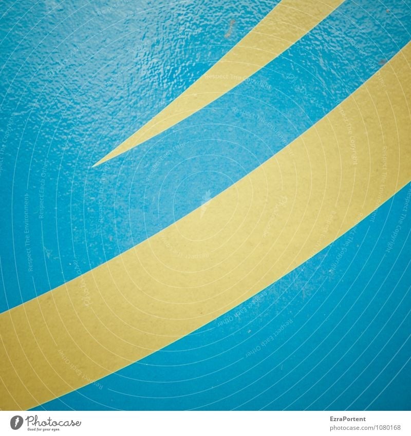 in See stechen Metall Zeichen Linie Streifen leuchten blau gelb Design Farbe Spitze Schwung Grafik u. Illustration Grafische Darstellung graphisch
