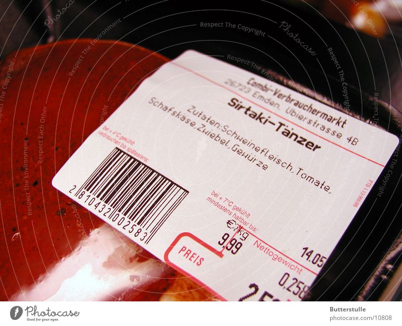 Sirtaki-Tänzer Fleisch Verpackung Momentaufnahme Ernährung Fundsache
