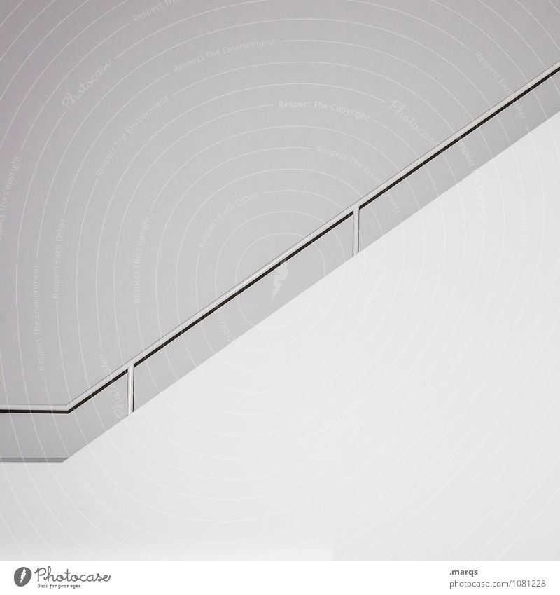 Aufstieg elegant Stil Design Innenarchitektur Karriere Mauer Wand Treppengeländer Linie ästhetisch einfach hell modern weiß Ordnung rein steril Schwarzweißfoto