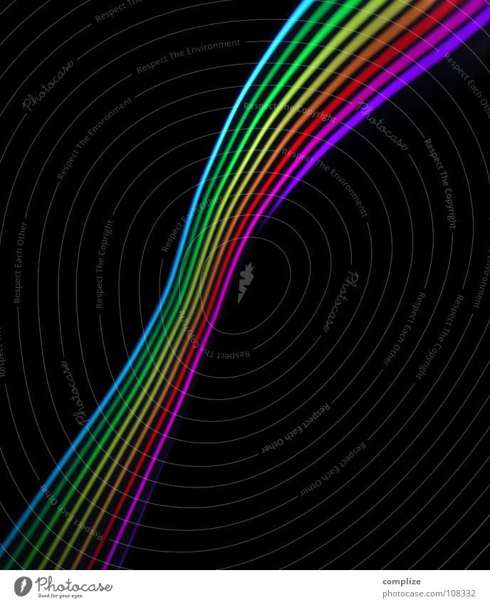 farbspektrum 02 spektral Spektralfarbe regenbogenfarben Streifen Licht zart parallel elektronisch Lichtschlauch Schlauch schwarz virtuell online violett grün
