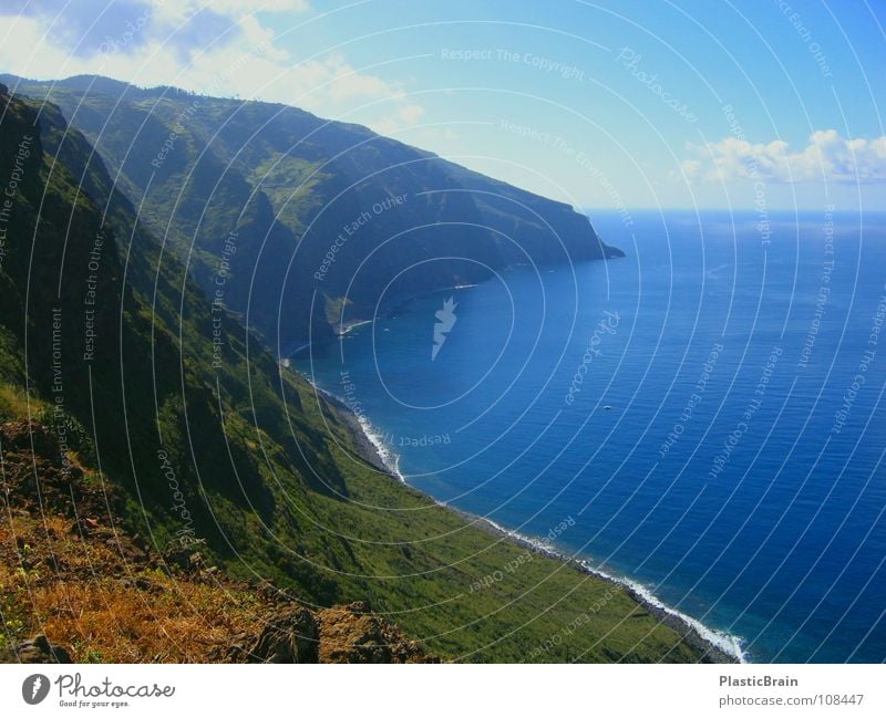 long island Klippe Küste Meer Horizont Madeira Strand Himmel blaues Wasser Ferne