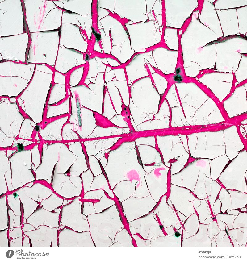 Gerissen Design Metall Kunststoff Linie kaputt rosa weiß Farbe Verfall Wandel & Veränderung Lack Farbstoff Farbfoto Nahaufnahme abstrakt Muster