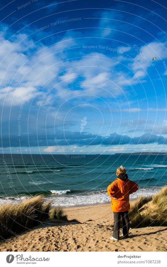 Eine Frau schaut auf das Meer in Cornwall Ferien & Urlaub & Reisen Tourismus Ausflug Ferne Freiheit wandern Mensch Weiblicher Senior 60 und älter Umwelt Natur