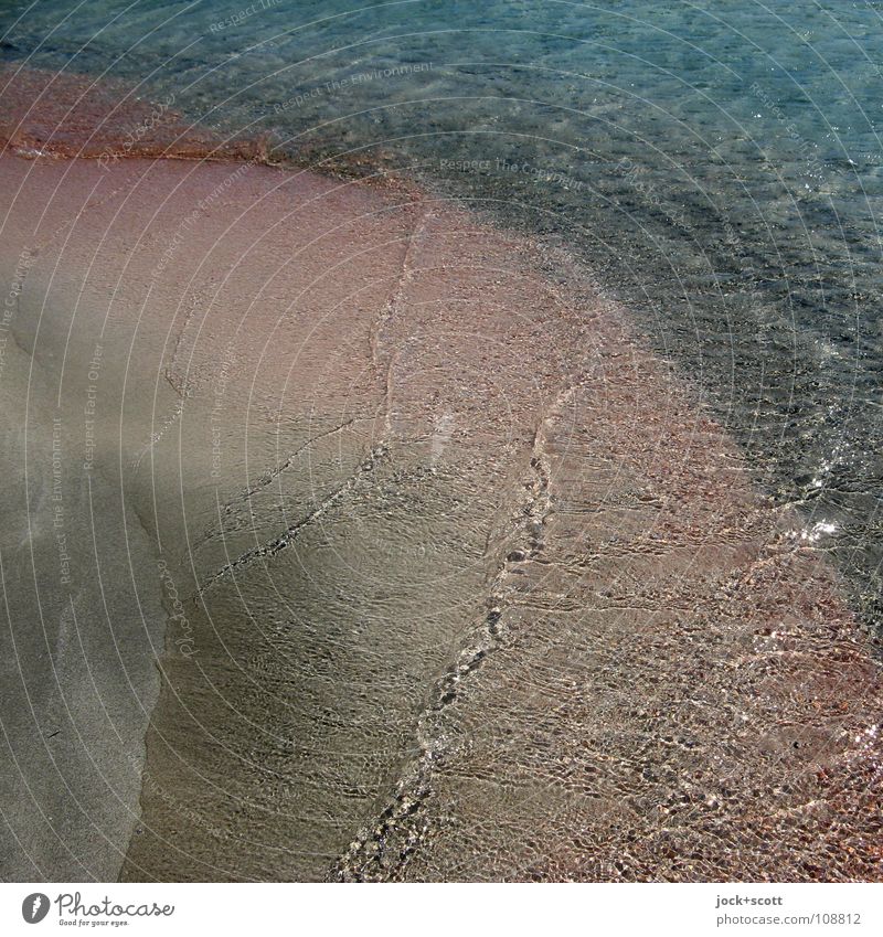 Uferbogen Rosarot Wellen Wasser Küste Kreta außergewöhnlich einfach Wärme rosa Stimmung Inspiration rein Sandstrand leicht sanft Leichtigkeit Naturphänomene
