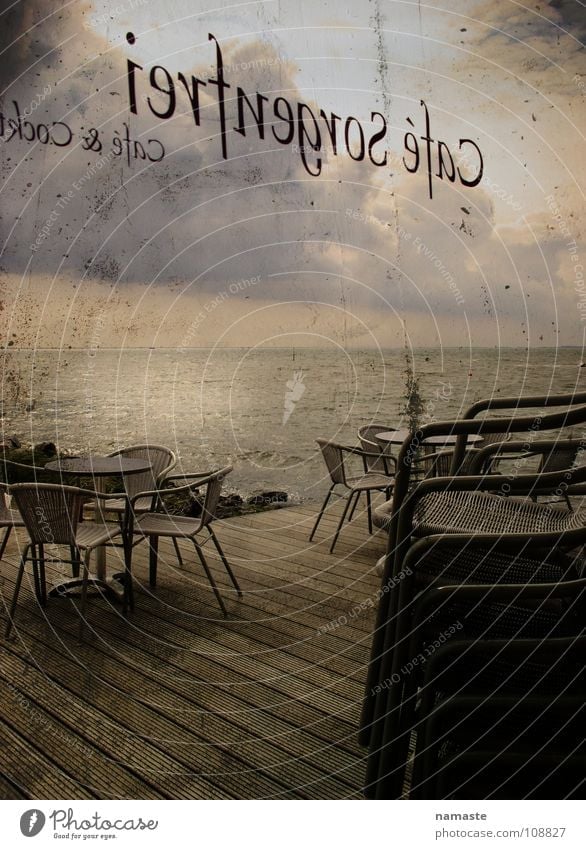 cafe sorgenfrei...das gibts wirklich:-) Café Meer Stimmung Wolken retro Kraft terasse Abend