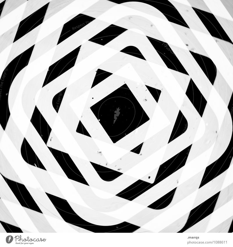 Q im Q im Q im Q Stil Design Ornament Quadrat Coolness verrückt schwarz weiß Symmetrie Irritation hypnotisch Doppelbelichtung Schwarzweißfoto Nahaufnahme