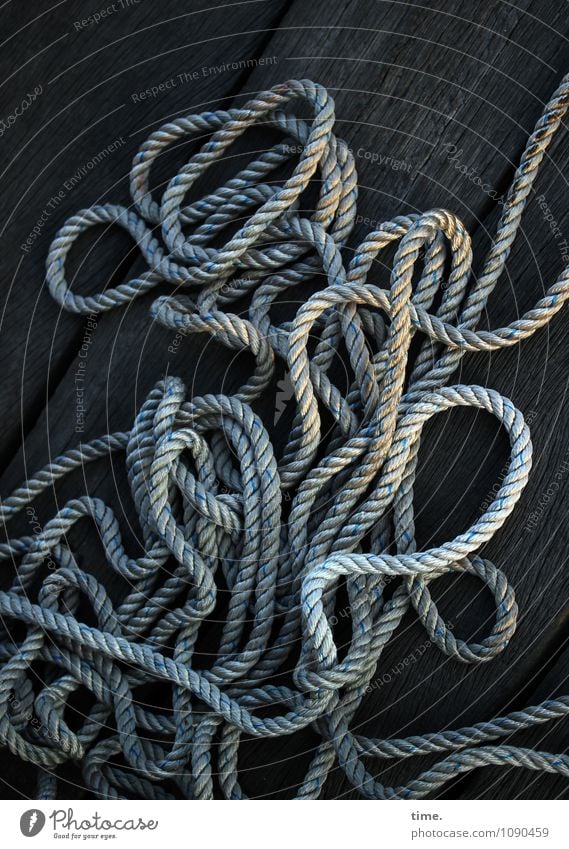 Hanfsalat Verkehr Schifffahrt Seil Anlegestelle Kunststoff Linie Netzwerk liegen sportlich einfach lang maritim rund Leben Partnerschaft Erholung Gelassenheit