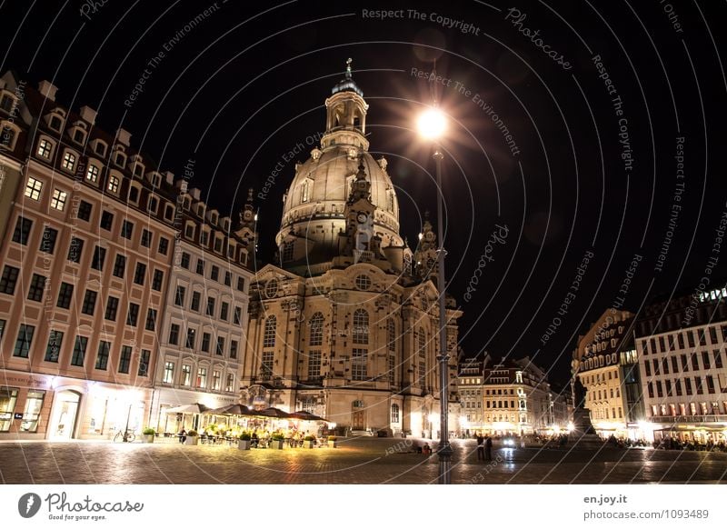 Stadtmitte Ferien & Urlaub & Reisen Tourismus Ausflug Städtereise Beleuchtung Straßenbeleuchtung Nachthimmel Dresden Sachsen Deutschland Europa Hauptstadt