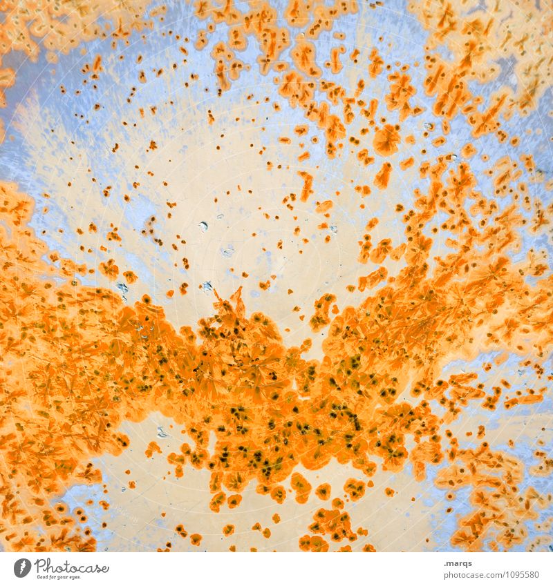 Explosion Metall außergewöhnlich hell einzigartig blau gelb Farbe explodieren Rost Hintergrundbild Farbfoto Außenaufnahme Detailaufnahme abstrakt Muster