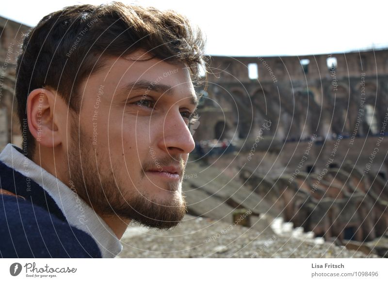 bene maskulin Junger Mann Jugendliche Erwachsene Leben Haare & Frisuren Bart 1 Mensch 18-30 Jahre Rom Italien Kolosseum Sehenswürdigkeit brünett Lächeln Blick