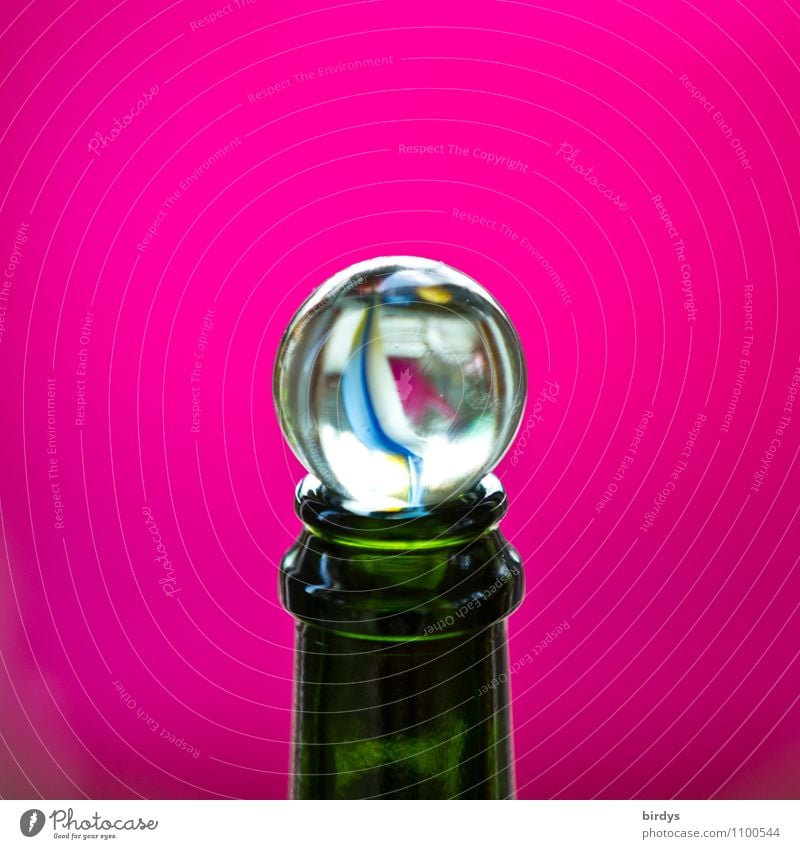 Thronkorken Murmel Glaskugel Flaschenhals ästhetisch Freundlichkeit positiv schön mehrfarbig rosa Design Farbe Kindheit rund durchsichtig Sektflasche