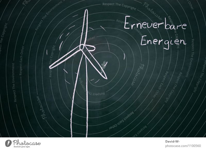Erneuerbare Energien sparen Wissenschaften Tafel Wirtschaft Industrie Energiewirtschaft Erfolg Technik & Technologie Fortschritt Zukunft Windkraftanlage