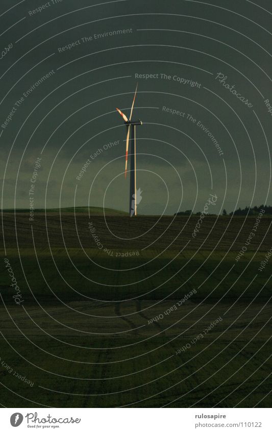 Wind of Change Sonnenuntergang Feld grün Elektrisches Gerät Technik & Technologie Windkraftanlage Energiewirtschaft