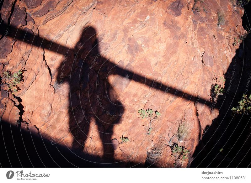 " Kings Canyon " Schatten. Schatten eines Wanderers auf dem Plateau Watarrka-Nationalpark im Kings Canyon. Freude Erholung Ausflug wandern Fotokamera maskulin